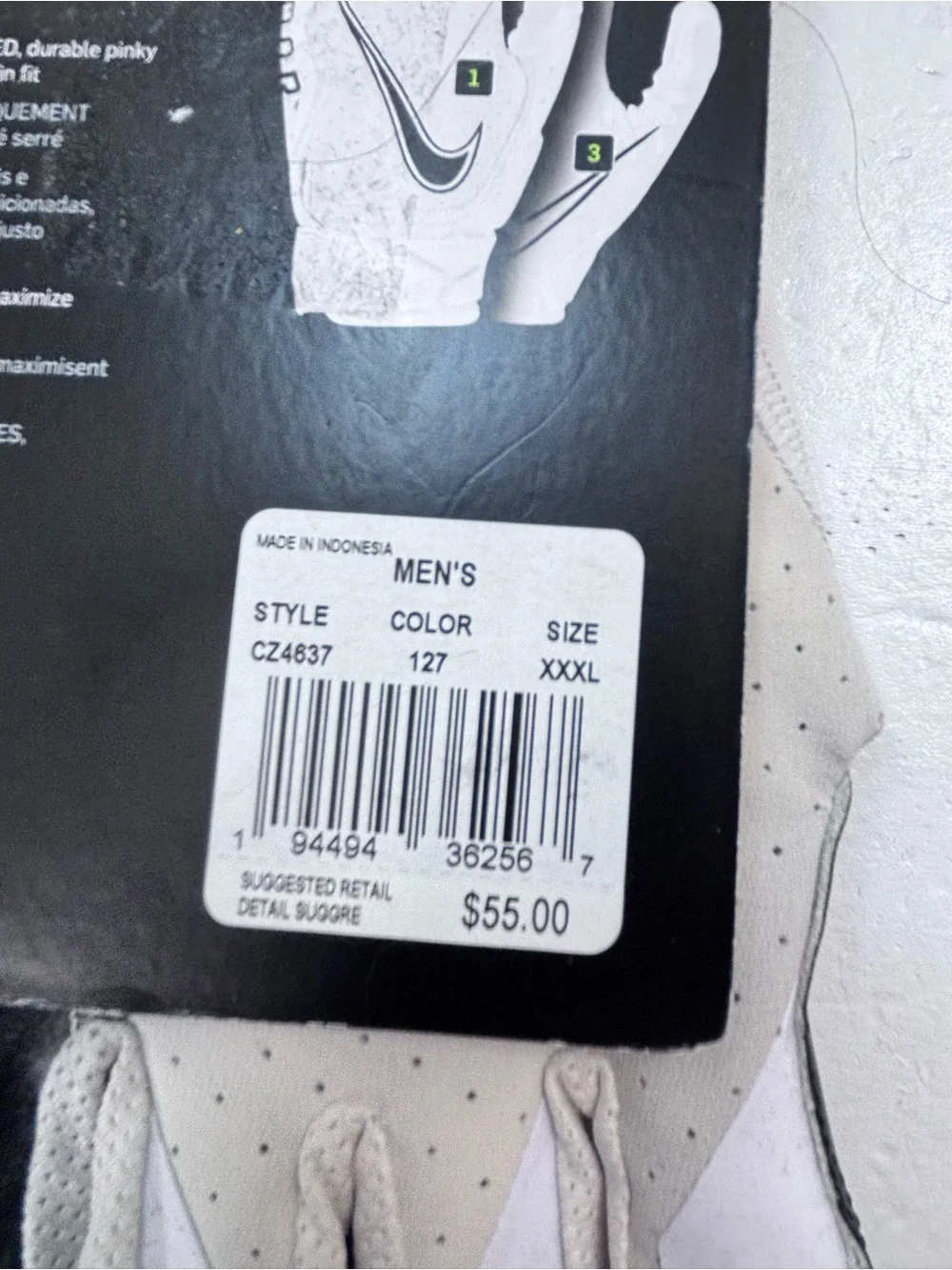 Nike Vapor Jet Football Gloves — White/Black (3XL)
